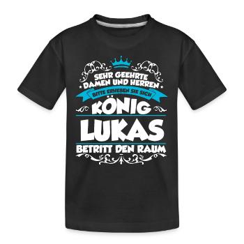 Lukas Name Design - Kinder Premium Bio T-Shirt - Schwarz - Vorne