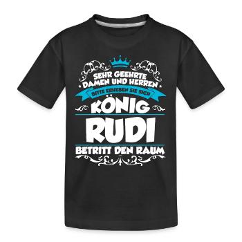 Rudi Name Design - Kinder Premium Bio T-Shirt - Schwarz - Vorne
