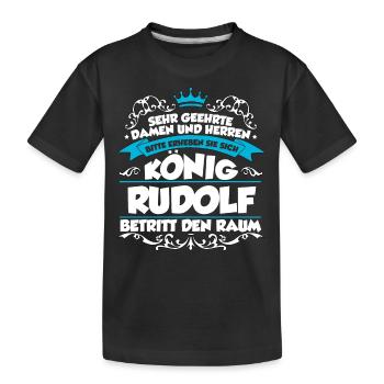 Rudolf Name Design - Kinder Premium Bio T-Shirt - Schwarz - Vorne