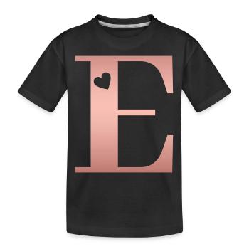 Buchstabe E Roségold - Kinder Premium Bio T-Shirt - Schwarz - Vorne