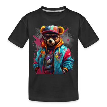 Teddy bear - Kids' Premium Organic T-Shirt - black - Front