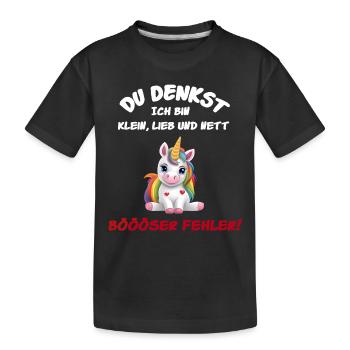 Einhorn - Böser Fehler - Kinder Premium Bio T-Shirt - Schwarz - Vorne