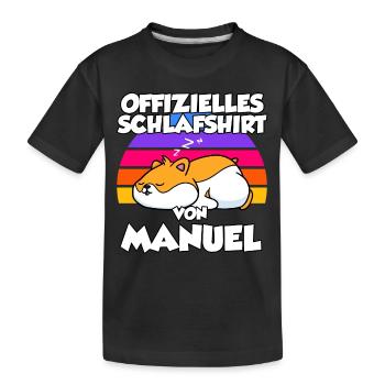 Offizielles Schlafshirt Von Manuel - Kinder Premium Bio T-Shirt - Schwarz - Vorne