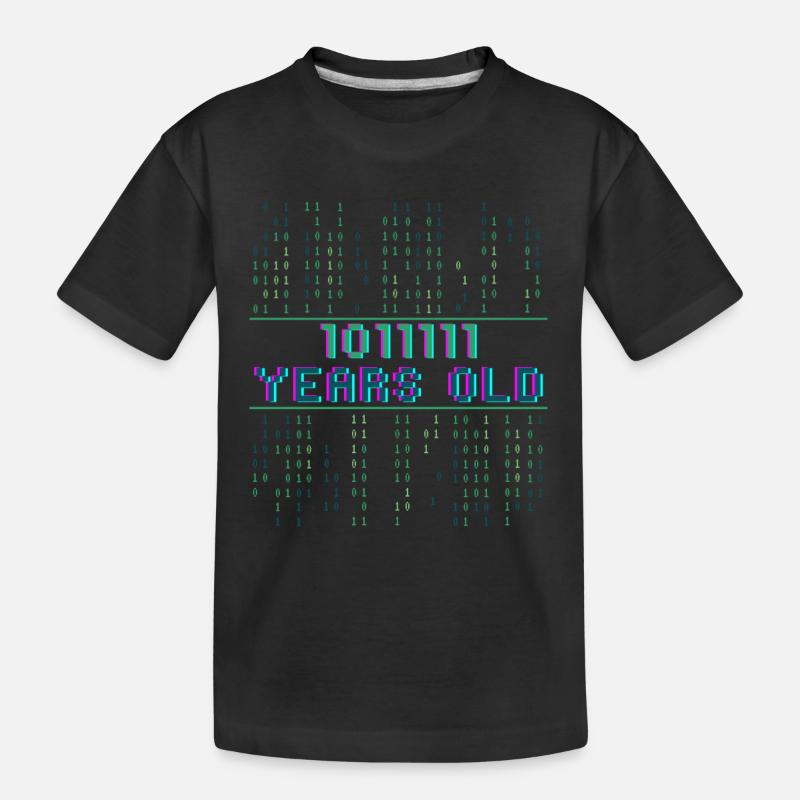 95. Geburtstag 95 Jahre alt Binärcode Coder - Kinder Premium Bio T-Shirt - Schwarz