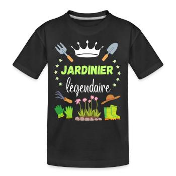 Jardinier Légendaire Cadeau Retraite Campagne - T-shirt bio Premium Enfant - noir - Devant