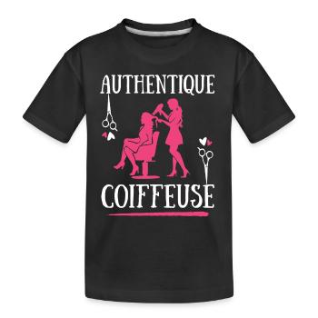 Authentique Coiffeuse coiffure salon coupe cheveux - T-shirt bio Premium Enfant - noir - Devant