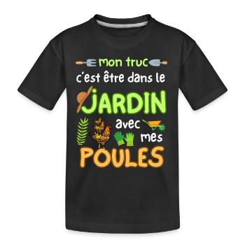 My Garden and My Chickens Gift from the Amate Gardener - Kids' Premium Organic T-Shirt - black - Front