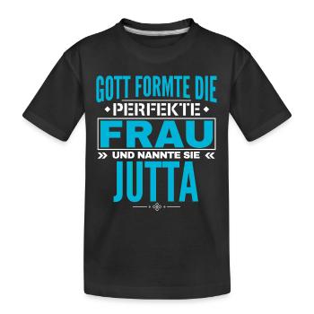 Jutta Name Design - Kinder Premium Bio T-Shirt - Schwarz - Vorne