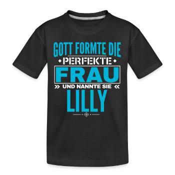 Lilly Name Design - Kinder Premium Bio T-Shirt - Schwarz - Vorne