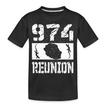idee cadeau design carte ile de la reunion 974 - T-shirt bio Premium Enfant - noir - Devant