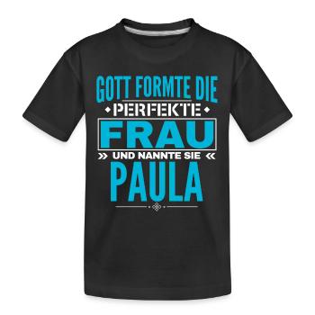 Paula Name Design - Kids' Premium Organic T-Shirt - black - Front