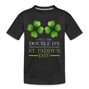Doppel-Ds am St. Paddys Day Kleeblatt - Kinder Premium Bio T-Shirt - Schwarz - Vorne