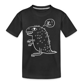 Dino weiß - Kinder Premium Bio T-Shirt - Schwarz - Vorne