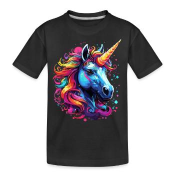 Unicorn Colorful Rainbow Pony Cute - Kids' Premium Organic T-Shirt - black - Front