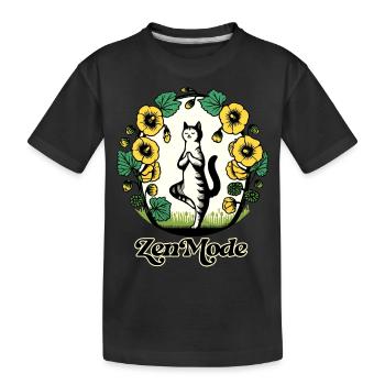 Zen Mode Kitty Cat - Kids' Premium Organic T-Shirt - black - Front