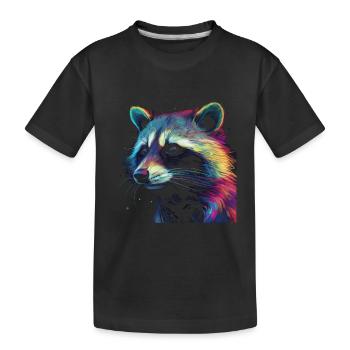 Waschbär Kunstwerk - Tier Kunst Waschbär - Kinder Premium Bio T-Shirt - Schwarz - Vorne