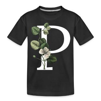 Letter P Green Botany - Kids' Premium Organic T-Shirt - black - Front