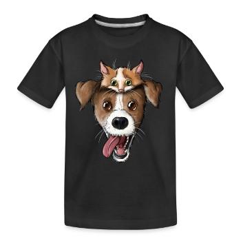 Visage de chien et de chat 2 - T-shirt bio Premium Enfant - noir - Devant