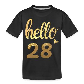 Hello 28 gold - Kids' Premium Organic T-Shirt - black - Front