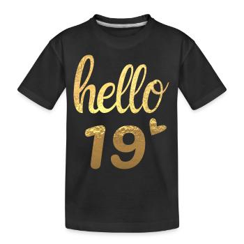 Hello 19 gold - Kids' Premium Organic T-Shirt - black - Front