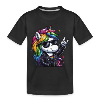 Rocker Einhorn Licorne Heavy Metal - T-shirt bio Premium Enfant - noir - Devant