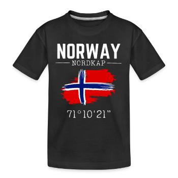 Norwegen Nordkap Wander Urlaub Skandenavien - Kinder Premium Bio T-Shirt - Schwarz - Vorne
