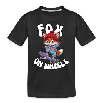 Fox on Wheels - Skater Streetwear Style Skateboard - Kids' Premium Organic T-Shirt - black - Front