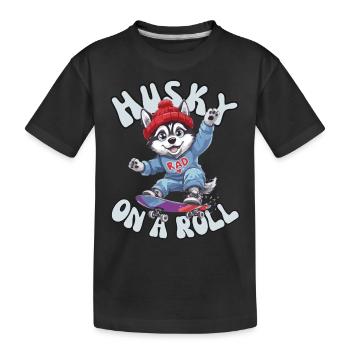 Husky on a roll - Streetwear Skater Outfit - Kinder Premium Bio T-Shirt - Schwarz - Vorne