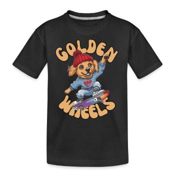 Golden Retriever Skater - Streetwear Skater Outfit - Kinder Premium Bio T-Shirt - Schwarz - Vorne
