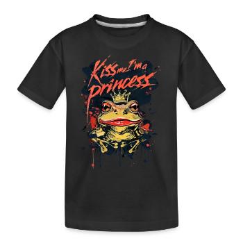 Embrasse-moi, je suis une princesse drôle de grenouille - T-shirt bio Premium Enfant - noir - Devant