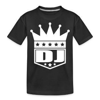 Official DJ Musik Party Krone König Sterne Banner - Kinder Premium Bio T-Shirt - Schwarz - Vorne