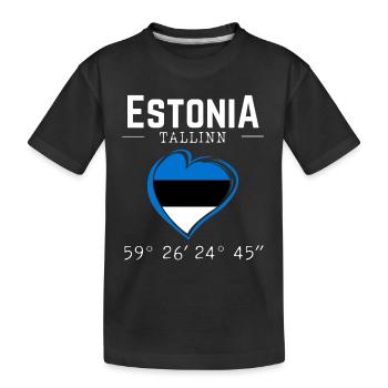 Estonia Souvenir Flag Capital Tallinn - Kids' Premium Organic T-Shirt - black - Front