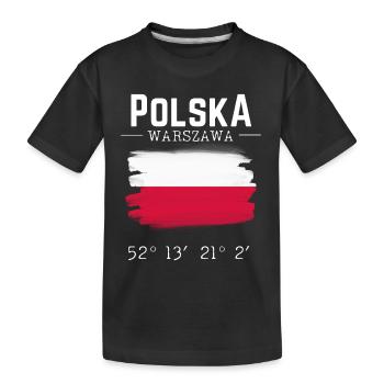 Polska Poland Souvenir Flag Warsaw Capital - Kids' Premium Organic T-Shirt - black - Front
