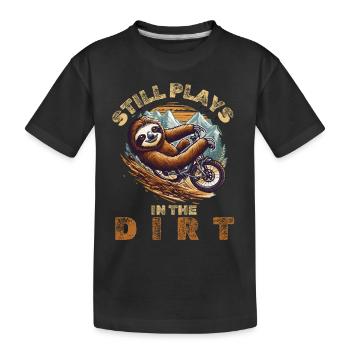 Mountain Bike Sloth Cycling Gift Downhill - Kids' Premium Organic T-Shirt - black - Front
