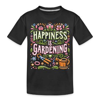 Glück ist Gartenarbeit - Kinder Premium Bio T-Shirt - Schwarz - Vorne