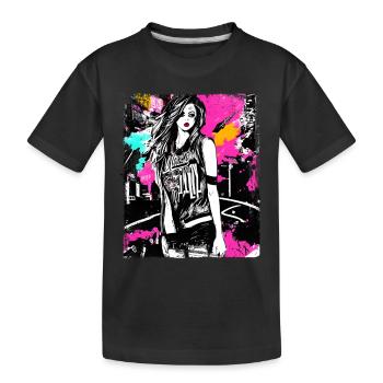 Mutige Street-Fashion-Kunst - Kinder Premium Bio T-Shirt - Schwarz - Vorne