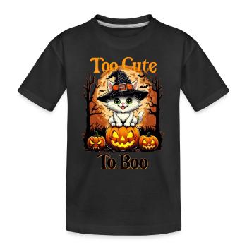 Zu süß zum Buhen - Halloween-Katze auf Kürbissen - Kinder Premium Bio T-Shirt - Schwarz - Vorne