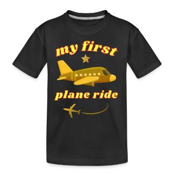Meine erste Flugreise Flugreise Geschenk Gelb - Kinder Premium Bio T-Shirt - Schwarz - Vorne