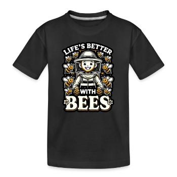 Das Leben ist besser mit Bienen - Kinder Premium Bio T-Shirt - Schwarz - Vorne