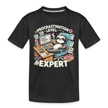 Prokrastination Stufe Experte - Kinder Premium Bio T-Shirt - Schwarz - Vorne