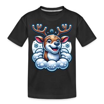 Rentier Schnee - Kinder Premium Bio T-Shirt - Schwarz - Vorne