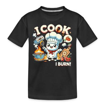 Ich koche, also brenne ich - Kinder Premium Bio T-Shirt - Schwarz - Vorne