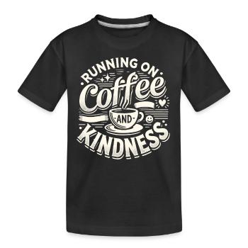 Laufen mit Kaffee und Freundlichkeit - Kinder Premium Bio T-Shirt - Schwarz - Vorne