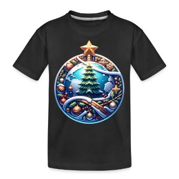 World Christmas Tree Poinsettia Christmas - Kids' Premium Organic T-Shirt - black - Front