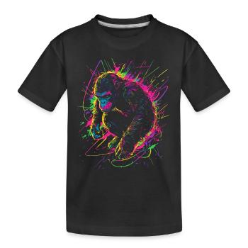 Monkey Gorilla Chimpanzee Neon Colorful Colorful - Kids' Premium Organic T-Shirt - black - Front