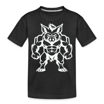 wildschwein comic - Kinder Premium Bio T-Shirt - Schwarz - Vorne