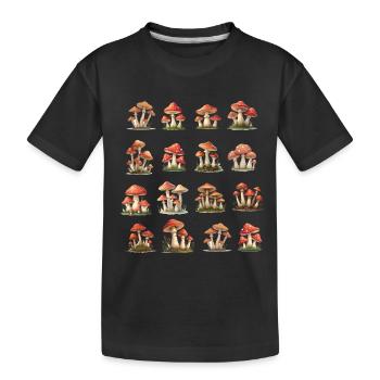 Rote Champignons - Kinder Premium Bio T-Shirt - Schwarz - Vorne