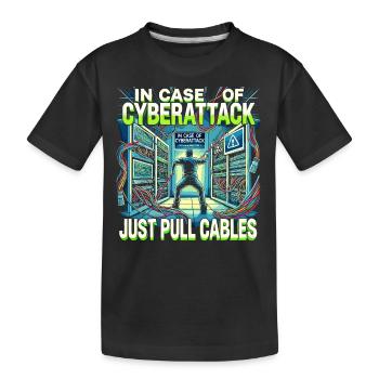 Im Falle eines Cyberangriffs einfach Kabel ziehen - Kinder Premium Bio T-Shirt - Schwarz - Vorne