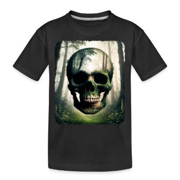 Menschlicher Schädel, aufwendig gefertigt aus einem Wald - Kinder Premium Bio T-Shirt - Schwarz - Vorne