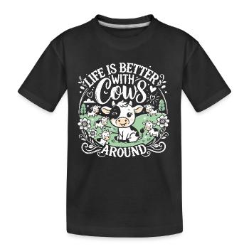 Das Leben ist besser, wenn Kühe da sind - Kinder Premium Bio T-Shirt - Schwarz - Vorne